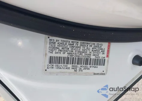 2001 Lexus Es 300 z USA, uszkodzony, nr VIN JT8BF28G610332982